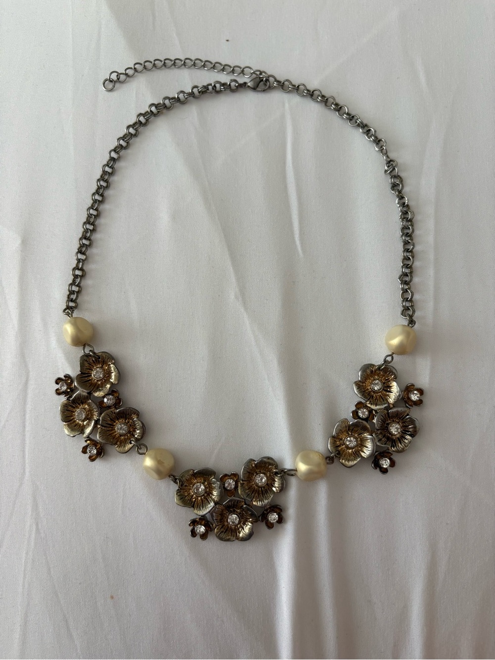 Pear and Floral Costume Jewelry Necklace